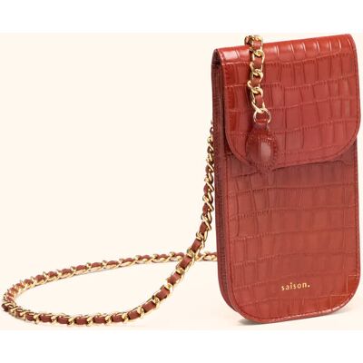Saison - Pochette smartphone Chloé en cuir brique - 19,6x10x2,1 cm OS - Publicité Saison - Pochette smartphone Chloé en cuir brique - 19,6x10x2,1 cm OS - Publicité