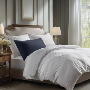 Victor & Hugo - Drap plat satin de coton dobby stripe - Blanc 01 240x300 cm - Publicité Victor & Hugo - Drap plat satin de coton dobby stripe - Blanc 01 240x300 cm - Publicité