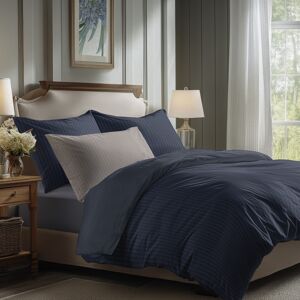 Victor & Hugo - Drap plat satin de coton dobby stripe - Bleu 11 260x290 cm - Publicité Victor & Hugo - Drap plat satin de coton dobby stripe - Bleu 11 260x290 cm - Publicité
