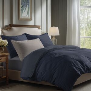 Victor & Hugo - Parure drap plat + drap-housse + taies rectangles satin de coton rayure tissé dobby - Bleu 11 180x200 cm - Publicité Victor & Hugo - Parure drap plat + drap-housse + taies rectangles satin de coton rayure tissé dobby - Bleu 11 180x200 cm - Publicité