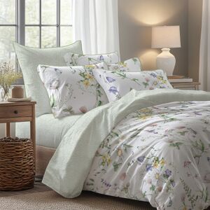 Victor & Hugo - Parure maxi drap plat + drap-housse + taies carrées satin de coton - Splendeur du printemps Blanc 90x200 cm - Publicité Victor & Hugo - Parure maxi drap plat + drap-housse + taies carrées satin de coton - Splendeur du printemps Blanc 90x200 cm - Publicité
