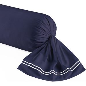 Victor & Hugo - Taie de traversin satin de coton - Cannes Blanc/Bleu fonce - 43x210 cm OS - Publicité Victor & Hugo - Taie de traversin satin de coton - Cannes Blanc/Bleu fonce - 43x210 cm OS - Publicité