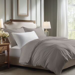 Victor & Hugo - Drap plat satin de coton dobby stripe - Taupe 01 260x290 cm - Publicité Victor & Hugo - Drap plat satin de coton dobby stripe - Taupe 01 260x290 cm - Publicité