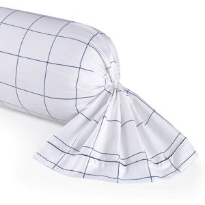 Victor & Hugo - Taie de traversin satin de coton - Caroline Blanc/Blue - 43x210 cm OS - Publicité Victor & Hugo - Taie de traversin satin de coton - Caroline Blanc/Blue - 43x210 cm OS - Publicité