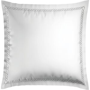 Victor & Hugo - Taie d'oreiller satin de coton - Douceur royale Gris/Blanc 63x63 cm - Publicité Victor & Hugo - Taie d'oreiller satin de coton - Douceur royale Gris/Blanc 63x63 cm - Publicité