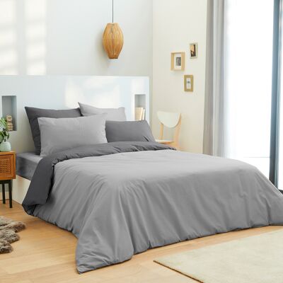 Univers Décor - Parure housse de couette, drap housse & taies gris/anthracite - pour lit 180x200 cm 180x200 cm - Publicité Univers Décor - Parure housse de couette, drap housse & taies gris/anthracite - pour lit 180x200 cm 180x200 cm - Publicité
