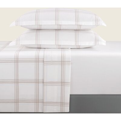 Christian Laurier - Parure maxi drap plat + drap-housse + taies carrées satin de coton Apolline taupe 90x200 cm - Publicité Christian Laurier - Parure maxi drap plat + drap-housse + taies carrées satin de coton Apolline taupe 90x200 cm - Publicité