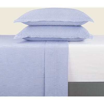 Christian Laurier - Parure maxi drap plat + drap-housse + taies carrées coton percale Grenoble bleu clair 90x200 cm - Publicité Christian Laurier - Parure maxi drap plat + drap-housse + taies carrées coton percale Grenoble bleu clair 90x200 cm - Publicité