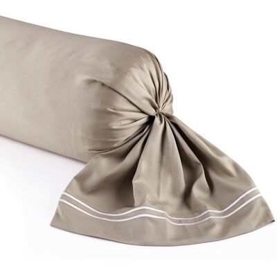 Christian Laurier - Taie de traversin satin de coton Biarritz blanc/taupe - 43x210 cm OS - Publicité Christian Laurier - Taie de traversin satin de coton Biarritz blanc/taupe - 43x210 cm OS - Publicité