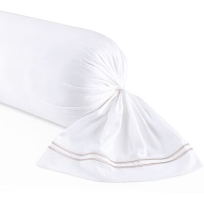 Christian Laurier - Taie de traversin satin de coton Biarritz taupe/blanc - 43x210 cm OS - Publicité Christian Laurier - Taie de traversin satin de coton Biarritz taupe/blanc - 43x210 cm OS - Publicité