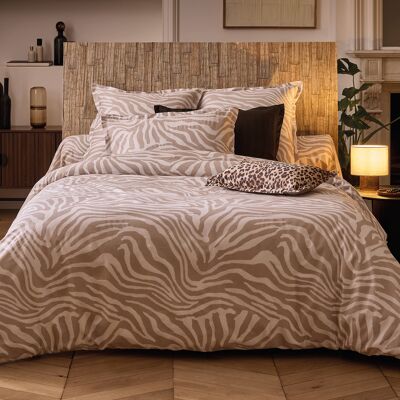 Abaco - Housse de couette + 2 taies d'oreiller 80x80 satin de coton Evasion zébrée taupe - 200x220 cm 200x220 cm - Publicité Abaco - Housse de couette + 2 taies d'oreiller 80x80 satin de coton Evasion zébrée taupe - 200x220 cm 200x220 cm - Publicité