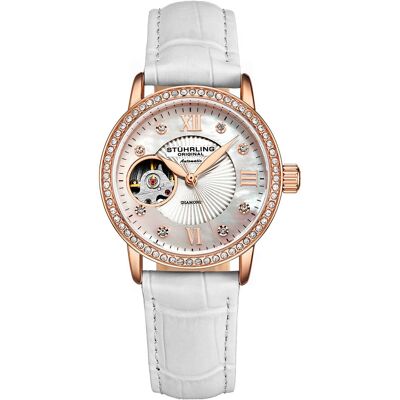 Stuhrling - Montre Femme en Cuir Automatique Legacy blanc/rosé OS - Publicité Stuhrling - Montre Femme en Cuir Automatique Legacy blanc/rosé OS - Publicité