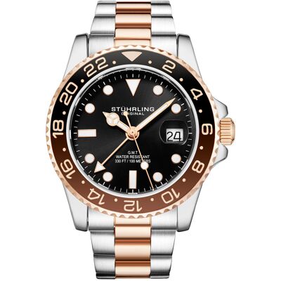 Stuhrling - Montre Homme en Acier Quartz Aquadiver argenté/rose doré OS - Publicité Stuhrling - Montre Homme en Acier Quartz Aquadiver argenté/rose doré OS - Publicité