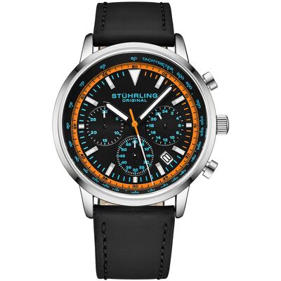 Stuhrling - Montre Homme en Cuir Quartz Monaco noire OS - Publicité Stuhrling - Montre Homme en Cuir Quartz Monaco noire OS - Publicité