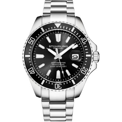 Stuhrling - Montre Homme en Acier Quartz Aquadiver argentée OS - Publicité Stuhrling - Montre Homme en Acier Quartz Aquadiver argentée OS - Publicité