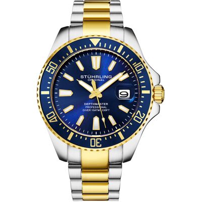 Stuhrling - Montre Homme en Acier Quartz Aquadiver argenté/doré OS - Publicité Stuhrling - Montre Homme en Acier Quartz Aquadiver argenté/doré OS - Publicité