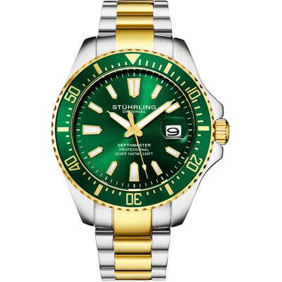Stuhrling - Montre Homme en Acier Quartz Aquadiver argenté/doré OS - Publicité Stuhrling - Montre Homme en Acier Quartz Aquadiver argenté/doré OS - Publicité