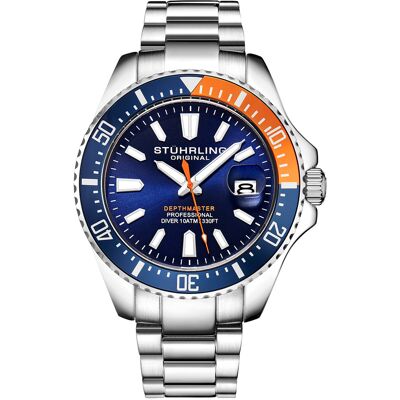 Stuhrling - Montre Homme en Acier Quartz Aquadiver argentée OS - Publicité Stuhrling - Montre Homme en Acier Quartz Aquadiver argentée OS - Publicité