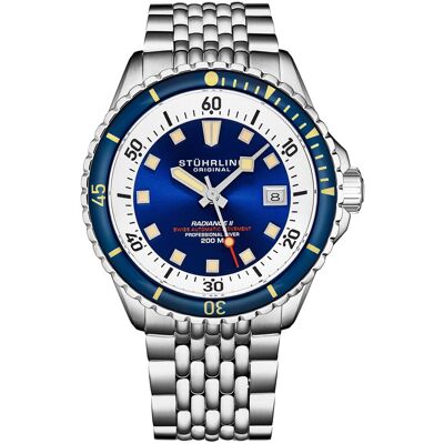 Stuhrling - Montre, Radiance 1009 Plongeur Automatique Suisse 42mm Argent Acier inoxydable Bracelet OS - Publicité Stuhrling - Montre, Radiance 1009 Plongeur Automatique Suisse 42mm Argent Acier inoxydable Bracelet OS - Publicité