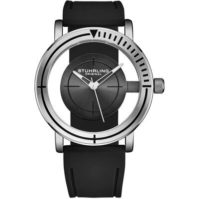 Stuhrling - Montre Homme en Silicone Quartz Aviator noire OS - Publicité Stuhrling - Montre Homme en Silicone Quartz Aviator noire OS - Publicité