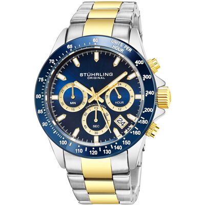 Stuhrling - Montre Homme en Acier Quartz Chronographe Monaco argenté/doré/bleu OS - Publicité Stuhrling - Montre Homme en Acier Quartz Chronographe Monaco argenté/doré/bleu OS - Publicité