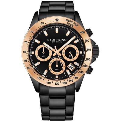 Stuhrling - Montre Homme Quartz Chronographe Monaco en Acier noir/rose OS - Publicité Stuhrling - Montre Homme Quartz Chronographe Monaco en Acier noir/rose OS - Publicité