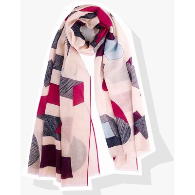 Boulbar - Foulard 100% Coton Bio Hachures rose - 100x200 cm OS - Publicité Boulbar - Foulard 100% Coton Bio Hachures rose - 100x200 cm OS - Publicité