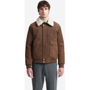 Devred - Blouson col sherpa en cuir cognac XL - Publicité Devred - Blouson col sherpa en cuir cognac XL - Publicité