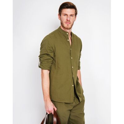 Secret du Lin - Chemise 100% Lin Marceau vert kaki XXXL - Publicité Secret du Lin - Chemise 100% Lin Marceau vert kaki XXXL - Publicité
