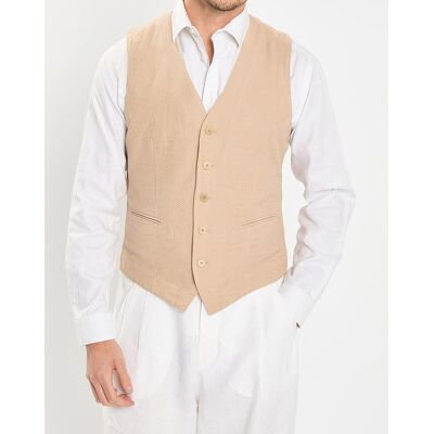 Marc O'Polo - Gilet en Lin & Coton slim fit beige 48 - Publicité Marc O'Polo - Gilet en Lin & Coton slim fit beige 48 - Publicité