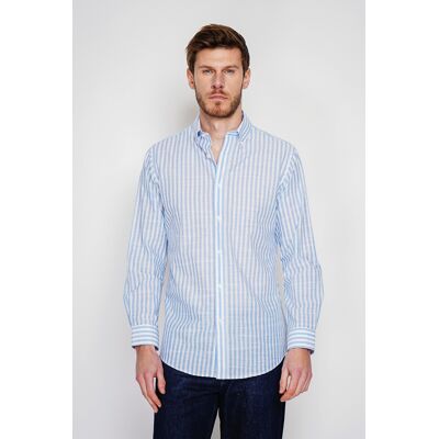 Secret du Lin - Chemise en coton Frédéric ciel XXXL - Publicité Secret du Lin - Chemise en coton Frédéric ciel XXXL - Publicité