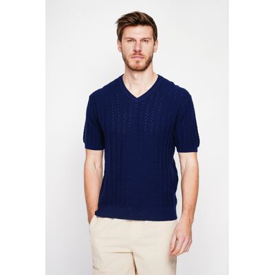 Secret du Lin - Pull-over en coton Florent marine XL - Publicité Secret du Lin - Pull-over en coton Florent marine XL - Publicité