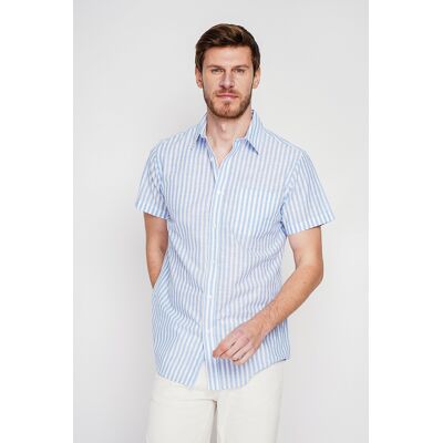 Secret du Lin - Chemise en coton Gontran ciel XXXL - Publicité Secret du Lin - Chemise en coton Gontran ciel XXXL - Publicité