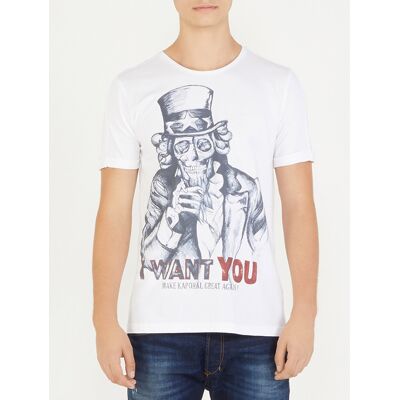Kaporal 5 - T-Shirt Tête de Mort I Want U blanc S - Publicité Kaporal 5 - T-Shirt Tête de Mort I Want U blanc S - Publicité