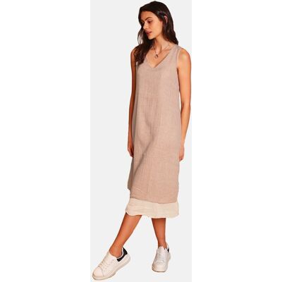 Le Jardin du Lin - Robes décontractées col v en Blanche lin XL - Publicité Le Jardin du Lin - Robes décontractées col v en Blanche lin XL - Publicité