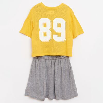 Bellerose - Robe Abal en Coton 2 en 1 gris/jaune 16 A - Publicité Bellerose - Robe Abal en Coton 2 en 1 gris/jaune 16 A - Publicité