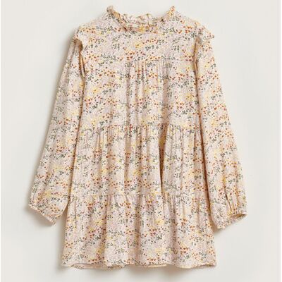 Bellerose - Robe Pebbles à volants à fleurs beige 16 A - Publicité Bellerose - Robe Pebbles à volants à fleurs beige 16 A - Publicité