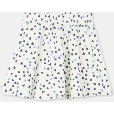 Cadet Rousselle - Jupe courte en Jersey de Coton bio Tatiana à cœurs blanc/bleu T.5A - Publicité Cadet Rousselle - Jupe courte en Jersey de Coton bio Tatiana à cœurs blanc/bleu T.5A - Publicité