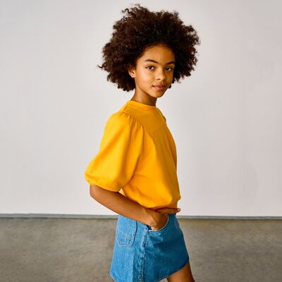 Bellerose - Sweat en Coton molletonné Vajo manches courtes orange vif 4 A - Publicité Bellerose - Sweat en Coton molletonné Vajo manches courtes orange vif 4 A - Publicité