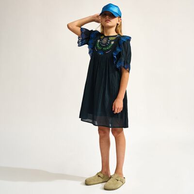 Bellerose - Robe en Voile de Coton brodé Honest marine 10 A - Publicité Bellerose - Robe en Voile de Coton brodé Honest marine 10 A - Publicité