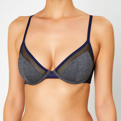 Huit - Soutien-gorge avec armatures Sporty gris/bleu marine 90 B - Publicité Huit - Soutien-gorge avec armatures Sporty gris/bleu marine 90 B - Publicité
