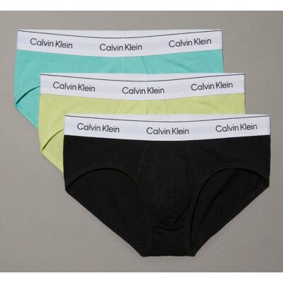 Calvin Klein - Lot de 3 slips noirs, bleus beau, feuillages amusant S - Publicité Calvin Klein - Lot de 3 slips noirs, bleus beau, feuillages amusant S - Publicité