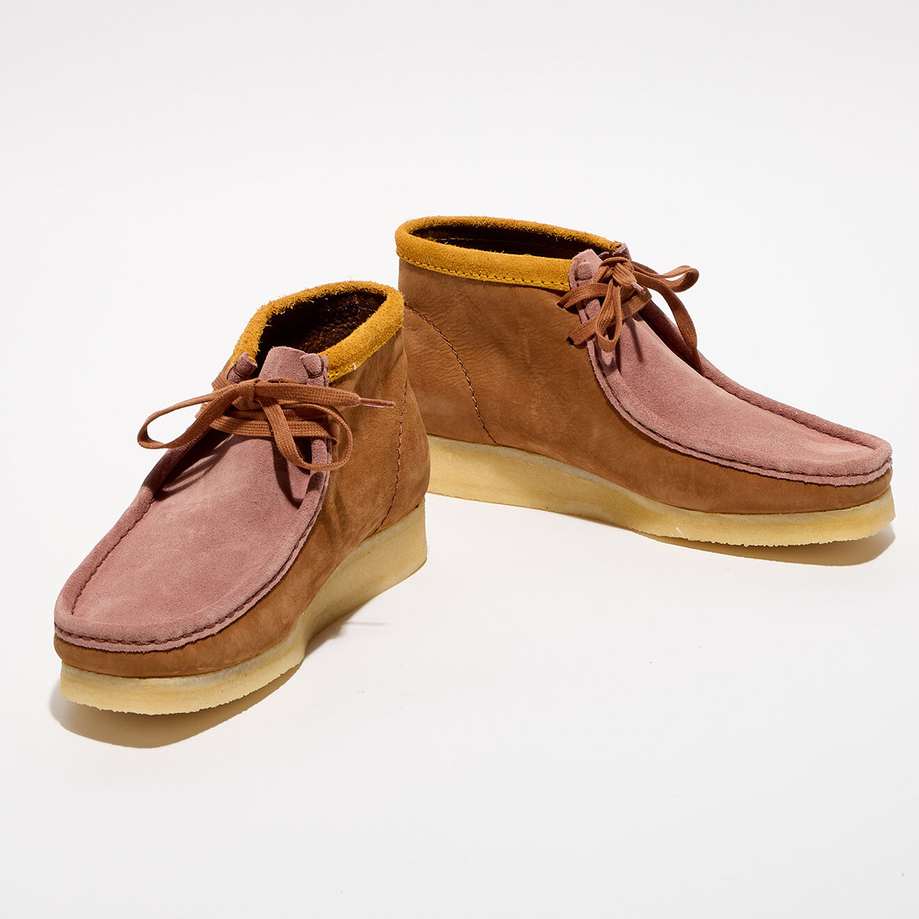 Clarks Originals - Boots en Velours de Cuir Wallabee marron/rose MarronRose