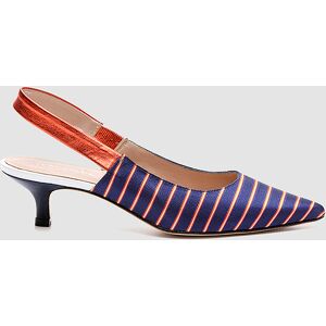 Cosmoparis - Slingbacks Moba rayé marine/orange - Talon 5 cm 36 - Publicité Cosmoparis - Slingbacks Moba rayé marine/orange - Talon 5 cm 36 - Publicité