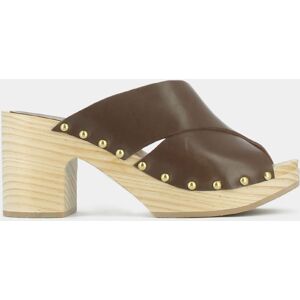 Jonak - Mules sabots en Cuir Mahaut marron - Talon 8 cm 38 - Publicité Jonak - Mules sabots en Cuir Mahaut marron - Talon 8 cm 38 - Publicité