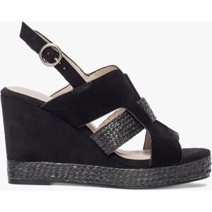 Bocage - Sandales compensées en Velours de Cuir Yacina noires - Talon 9 cm 41 - Publicité Bocage - Sandales compensées en Velours de Cuir Yacina noires - Talon 9 cm 41 - Publicité