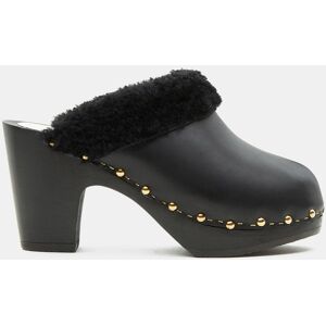 Youyou - Sabots en Cuir fourrés noirs - Talon 9.5 cm 36 - Publicité Youyou - Sabots en Cuir fourrés noirs - Talon 9.5 cm 36 - Publicité