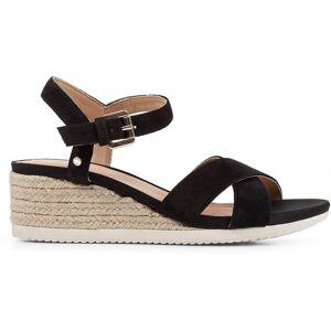 Geox - Sandales compensées en Cuir Ischia noires - Talon 5.5 cm 41 - Publicité Geox - Sandales compensées en Cuir Ischia noires - Talon 5.5 cm 41 - Publicité