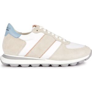 Geox - Sneakers en cuir suédé Spherica Vseries blanc cassé / bleu ciel 35 - Publicité Geox - Sneakers en cuir suédé Spherica Vseries blanc cassé / bleu ciel 35 - Publicité