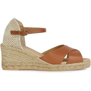 Geox - Espadrilles compensées en Cuir Gelsa cognac - Talon 6.5 cm 40 - Publicité Geox - Espadrilles compensées en Cuir Gelsa cognac - Talon 6.5 cm 40 - Publicité